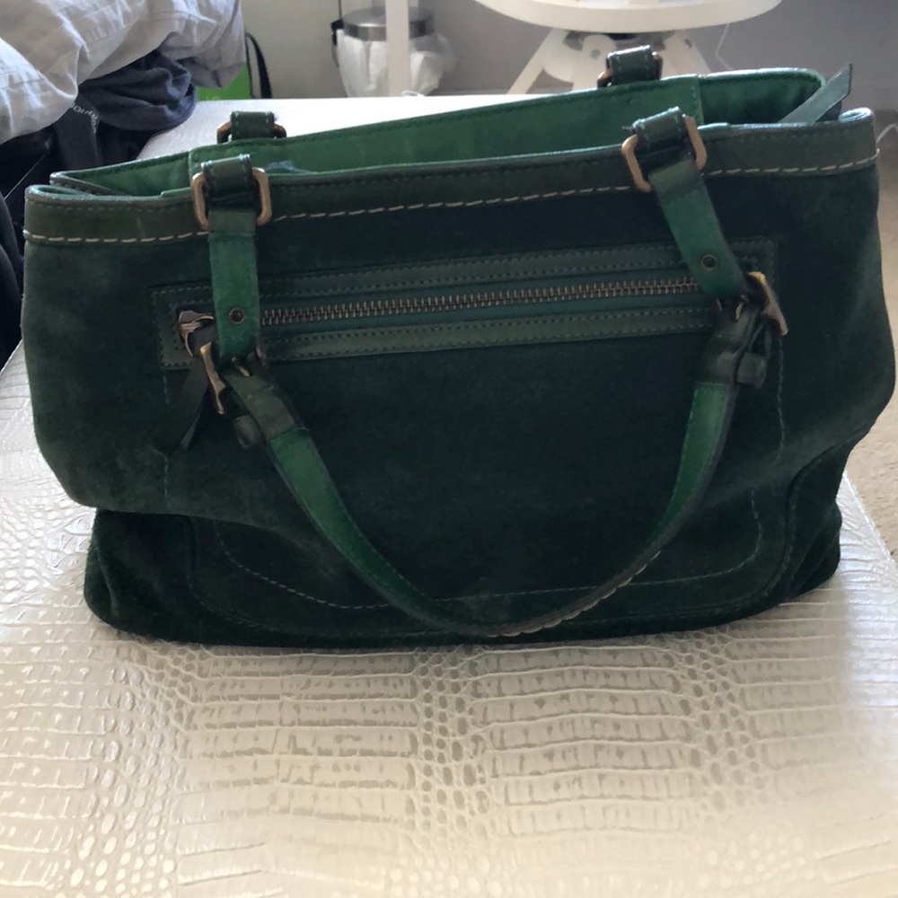 Coach green suede handbag
